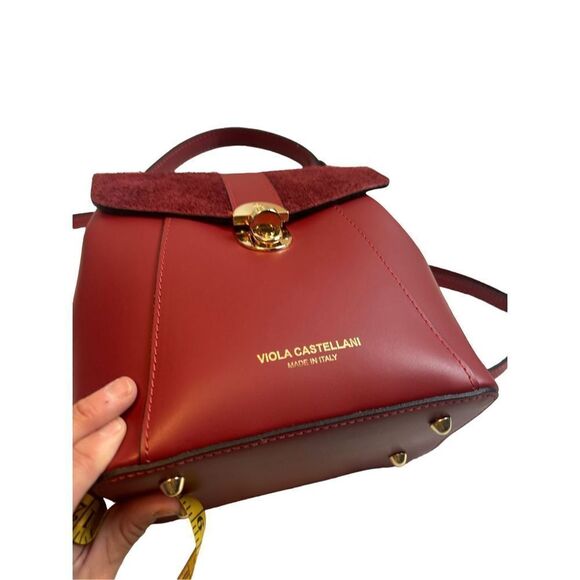 Viola Castelani red ruby leather handbag backpack 548098 made in Italy N… main image 7